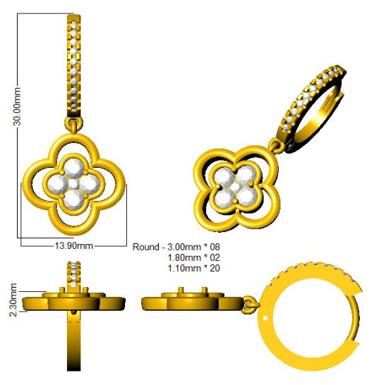 SE6870 — Earrings - 9k Yellow Gold detail