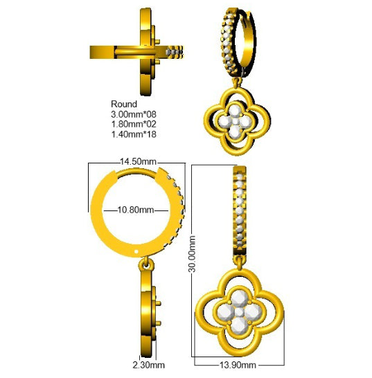 SE7012 — Earrings - 9k Yellow Gold detail