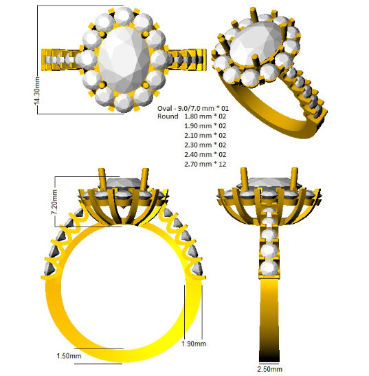 SL6766 — Ring - Platinum Plat detail