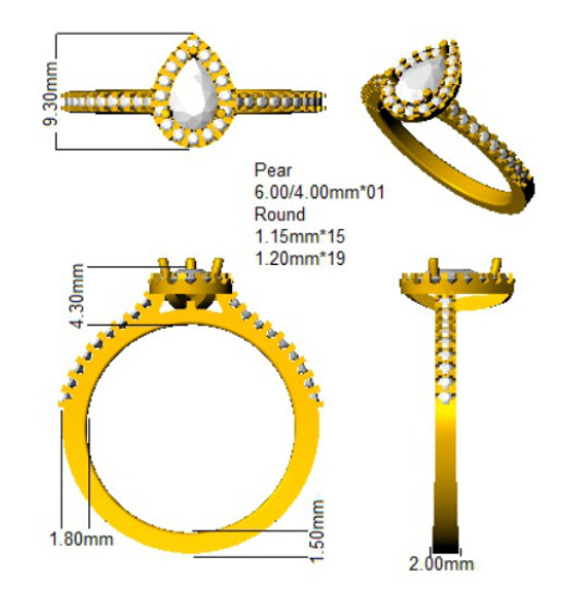 SL7304 — Ring - 9k Yellow Gold detail