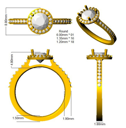 SL7455 — Ring - 9k Yellow Gold detail
