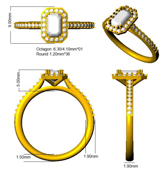 SL8042A — Ring - 9k Yellow Gold detail