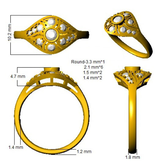 SL8346 — Ring - 9k Yellow Gold detail