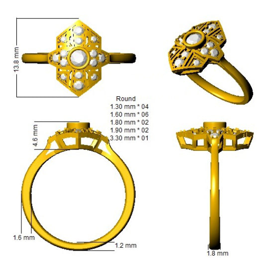 SL8349 — Ring - 9k Yellow Gold detail