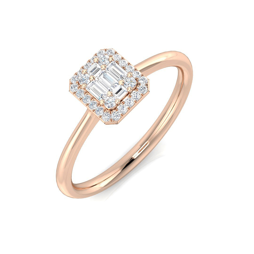 0.14ct Baguette Lab Diamond Ring in Platinum - 9k Rose Gold
