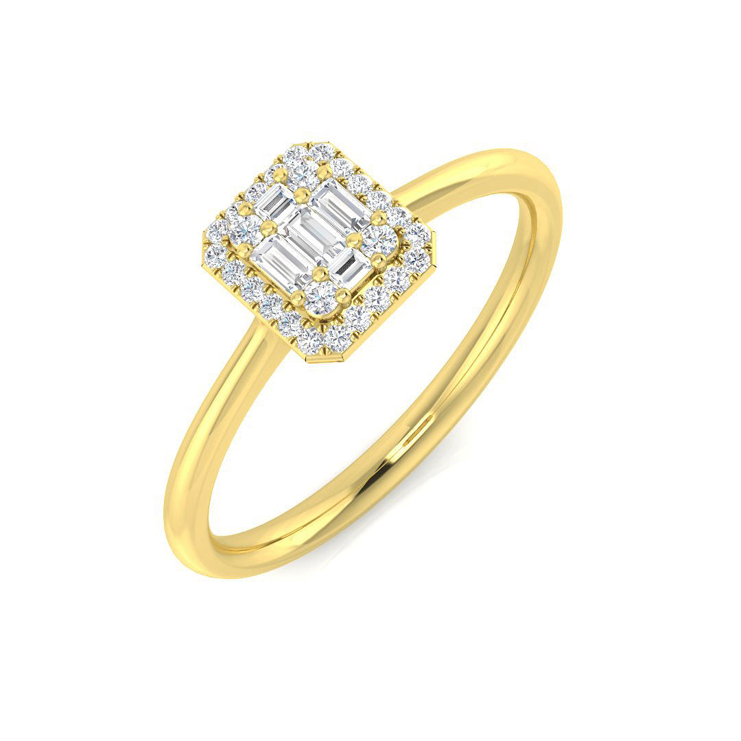 0.14ct Baguette Lab Diamond Ring in Platinum - 9k Yellow Gold