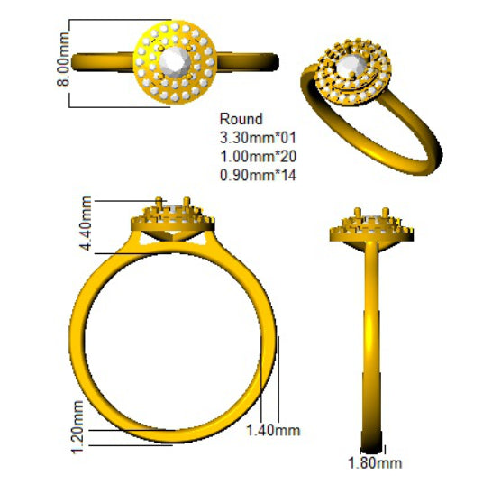 SL8373 — Ring - 9k Yellow Gold detail