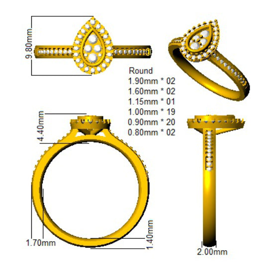 SL8411 — Ring - 9k Yellow Gold detail