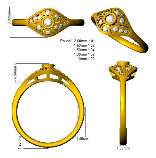 SL8430 — Ring - 9k Yellow Gold detail