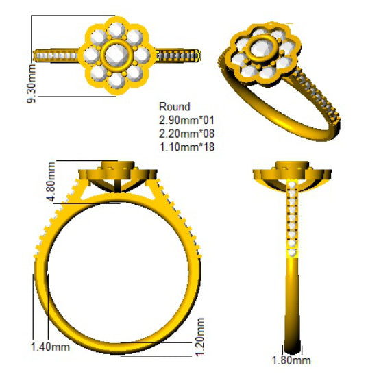 SL8482 — Ring - 9k Yellow Gold detail