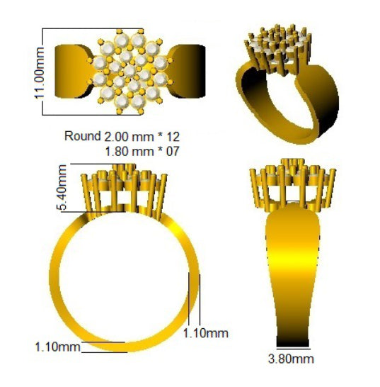 SL8522 — Ring - 14 KT Yellow Gold detail