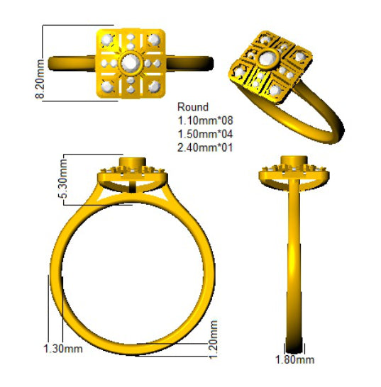 SL8575 — Ring - 9k Yellow Gold detail