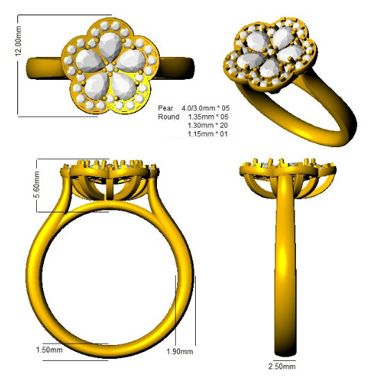 SL8606A — Ring - 9k Yellow Gold detail