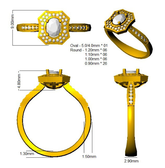 SL8703 — Ring - 9k Yellow Gold detail
