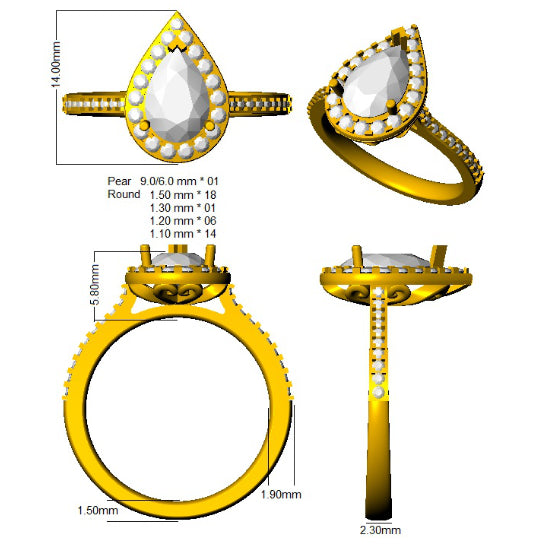 SL8787 — Ring - 9k Yellow Gold detail