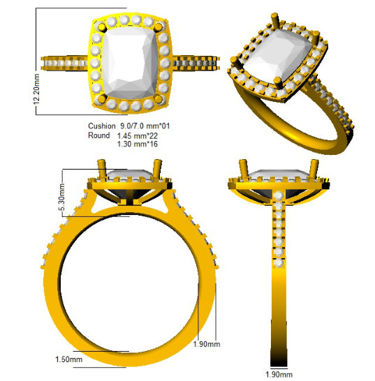SL9020 — Ring - 9k Yellow Gold detail