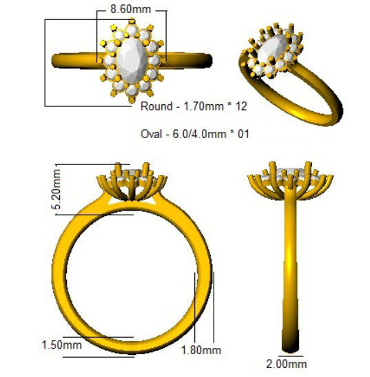 SL9127 — Ring - 9 KT Yellow Gold detail