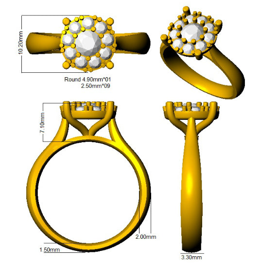 SL9504 — Ring - 9k Yellow Gold detail