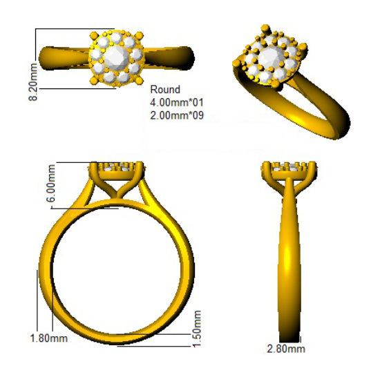 SL9505 — Ring - 9k Yellow Gold detail