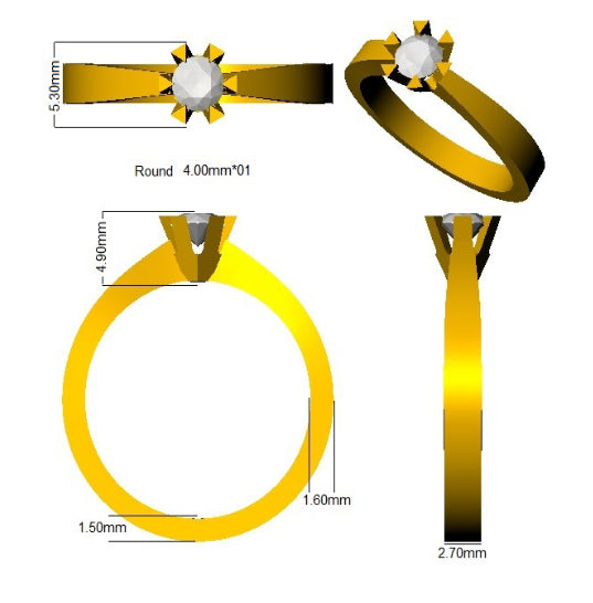 SL9517 — Ring - 14 KT Yellow Gold detail