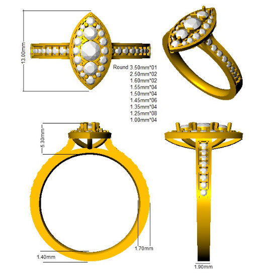 SL9527 — Ring - 9k Yellow Gold detail