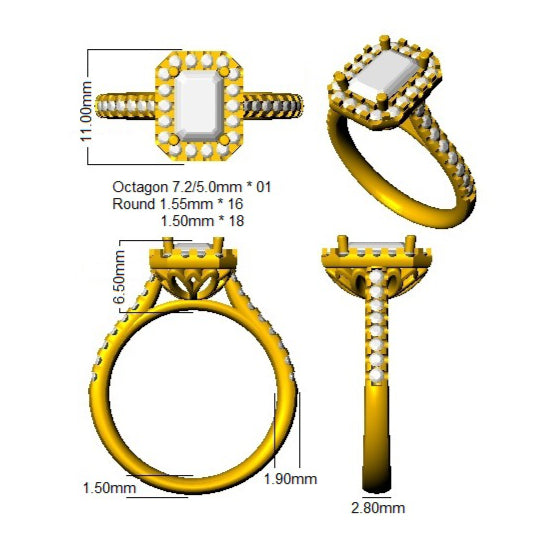 SL9678-7.2X5.0 — Ring - 18k Yellow Gold detail
