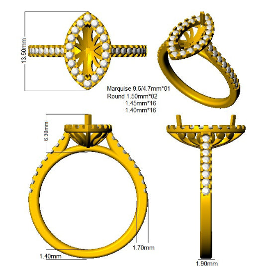 SL9684 — Ring - 18k White Gold detail