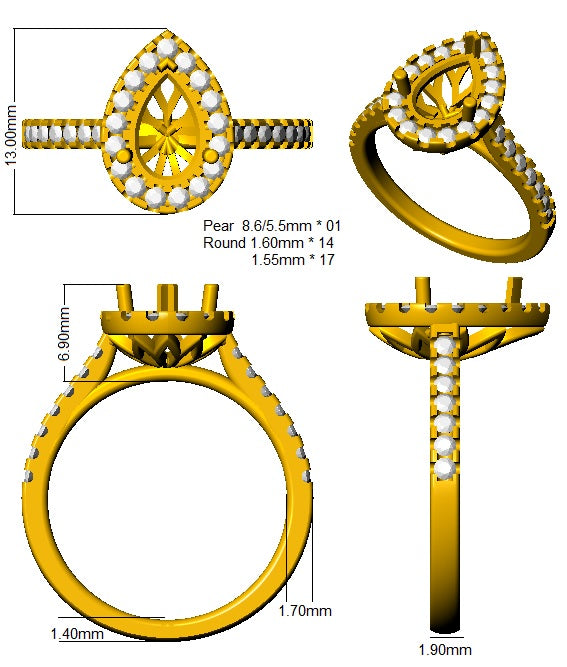 SL9702 — Ring - Platinum Plat detail