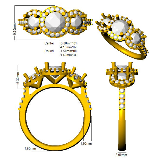SL9802 — Ring - 18k Two Tone detail