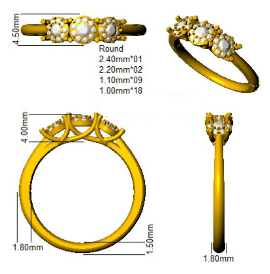 SL9838 — Ring - 14 KT White Gold detail