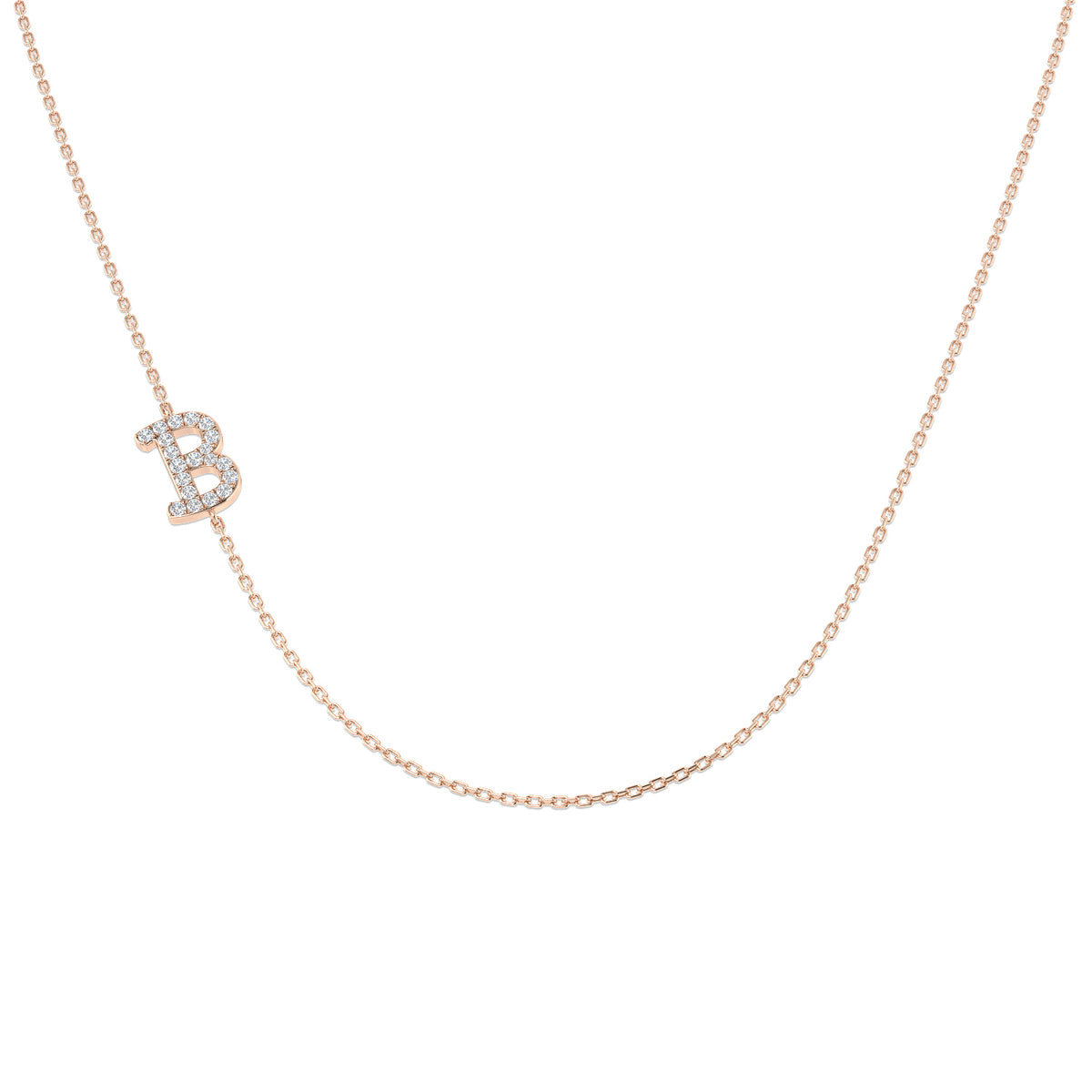 0.14ct Round Lab Diamond Necklace in Platinum - 9k Rose Gold