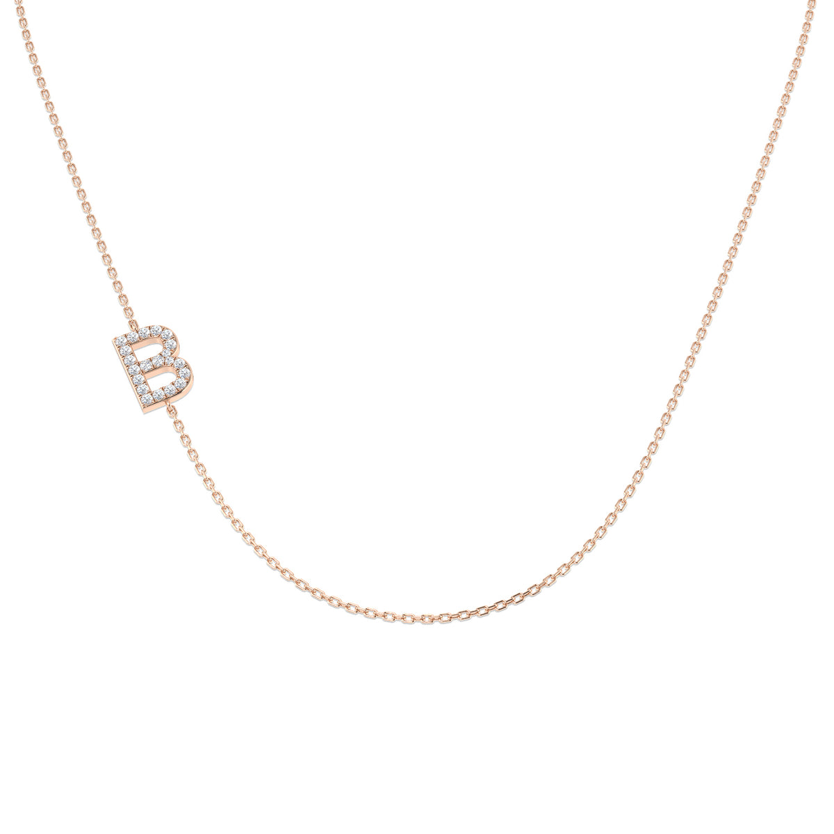 0.14ct Round Lab Diamond Necklace in Platinum - 9k Rose Gold