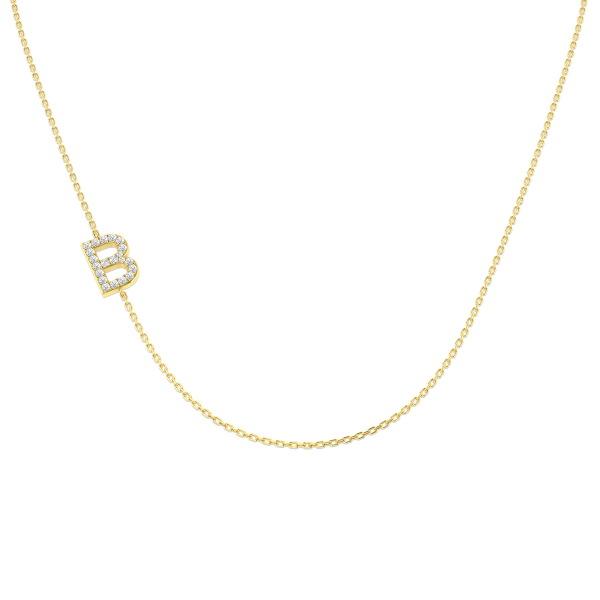 0.14ct Round Lab Diamond Necklace in Platinum - 9k Yellow Gold