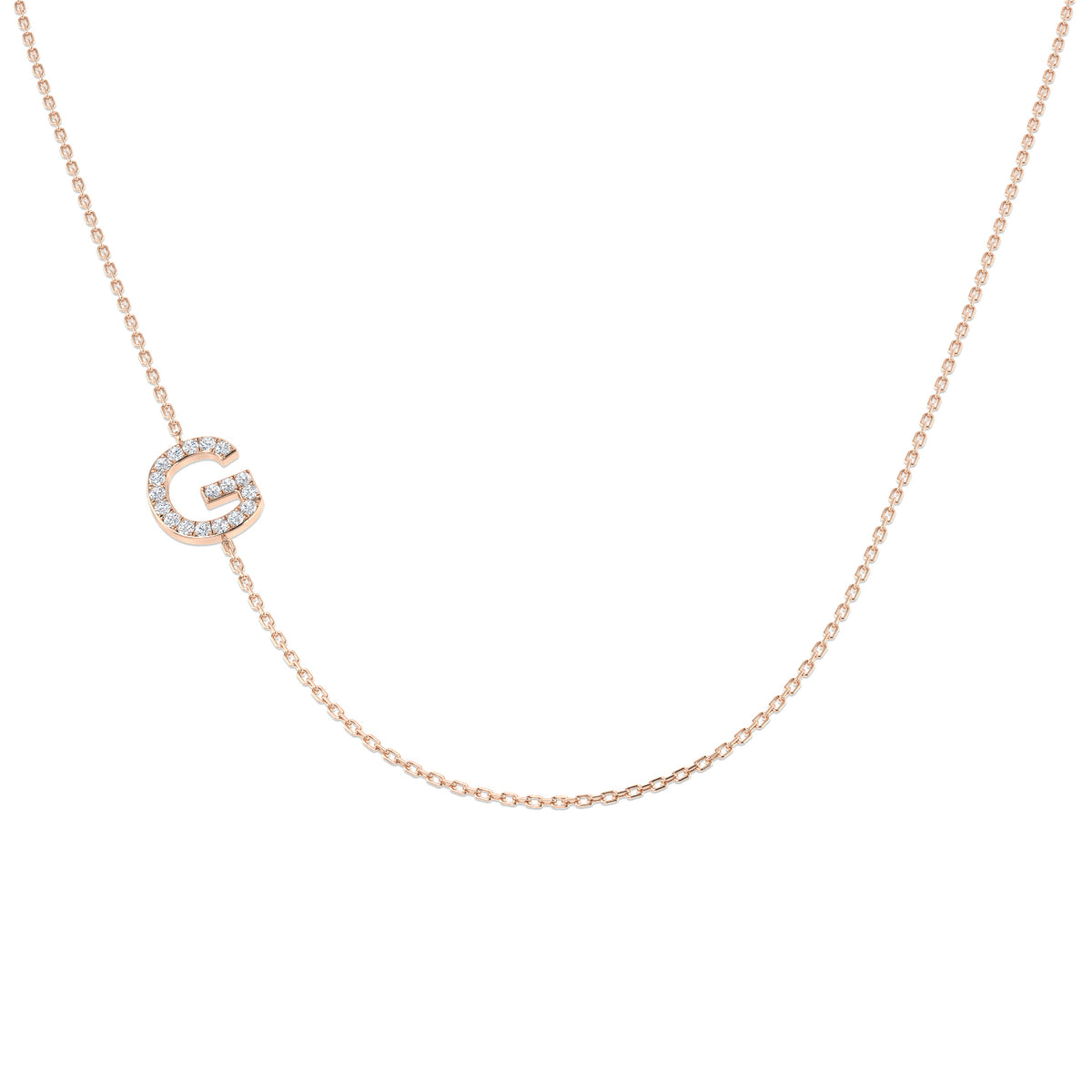 0.14ct Round Lab Diamond Necklace in Platinum - 9k Rose Gold