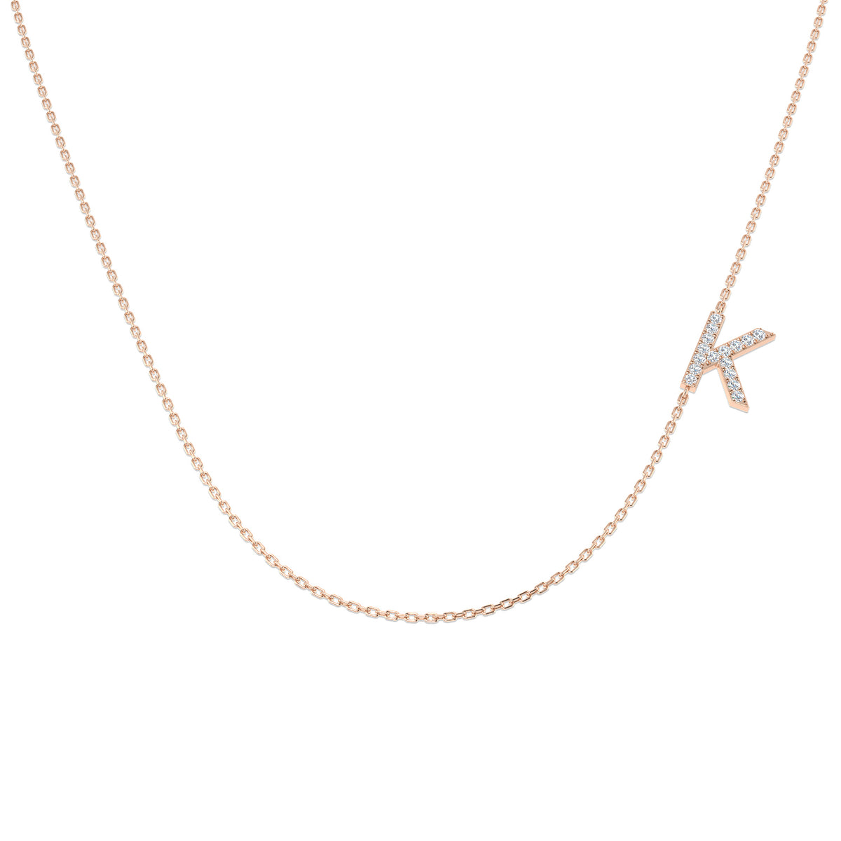 0.12ct Round Lab Diamond Necklace in Platinum - 9k Rose Gold