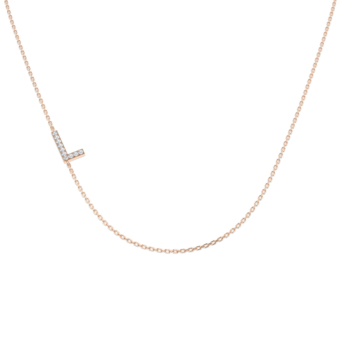 0.08ct Round Lab Diamond Necklace in Platinum - 9k Rose Gold