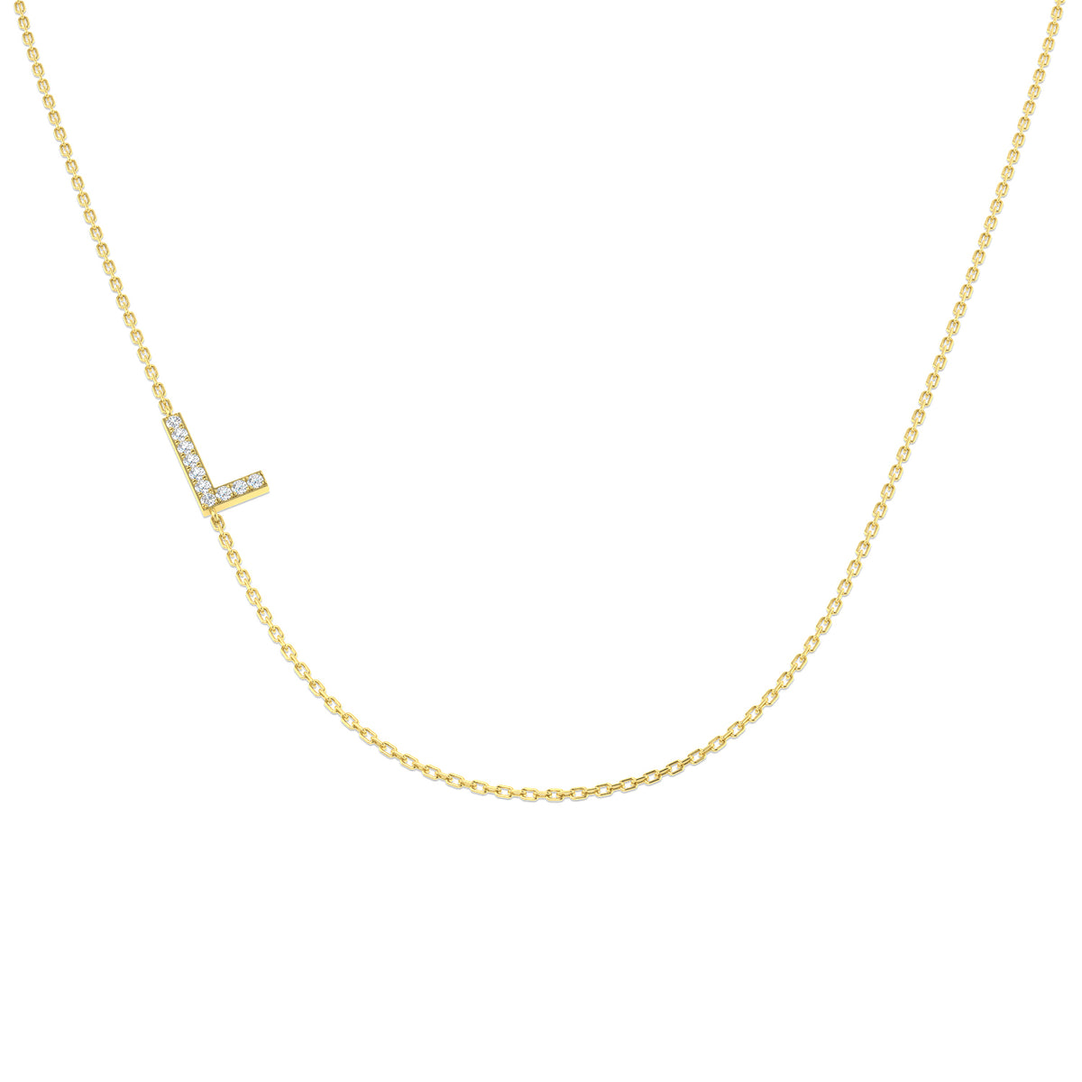 0.08ct Round Lab Diamond Necklace in Platinum - 9k Yellow Gold