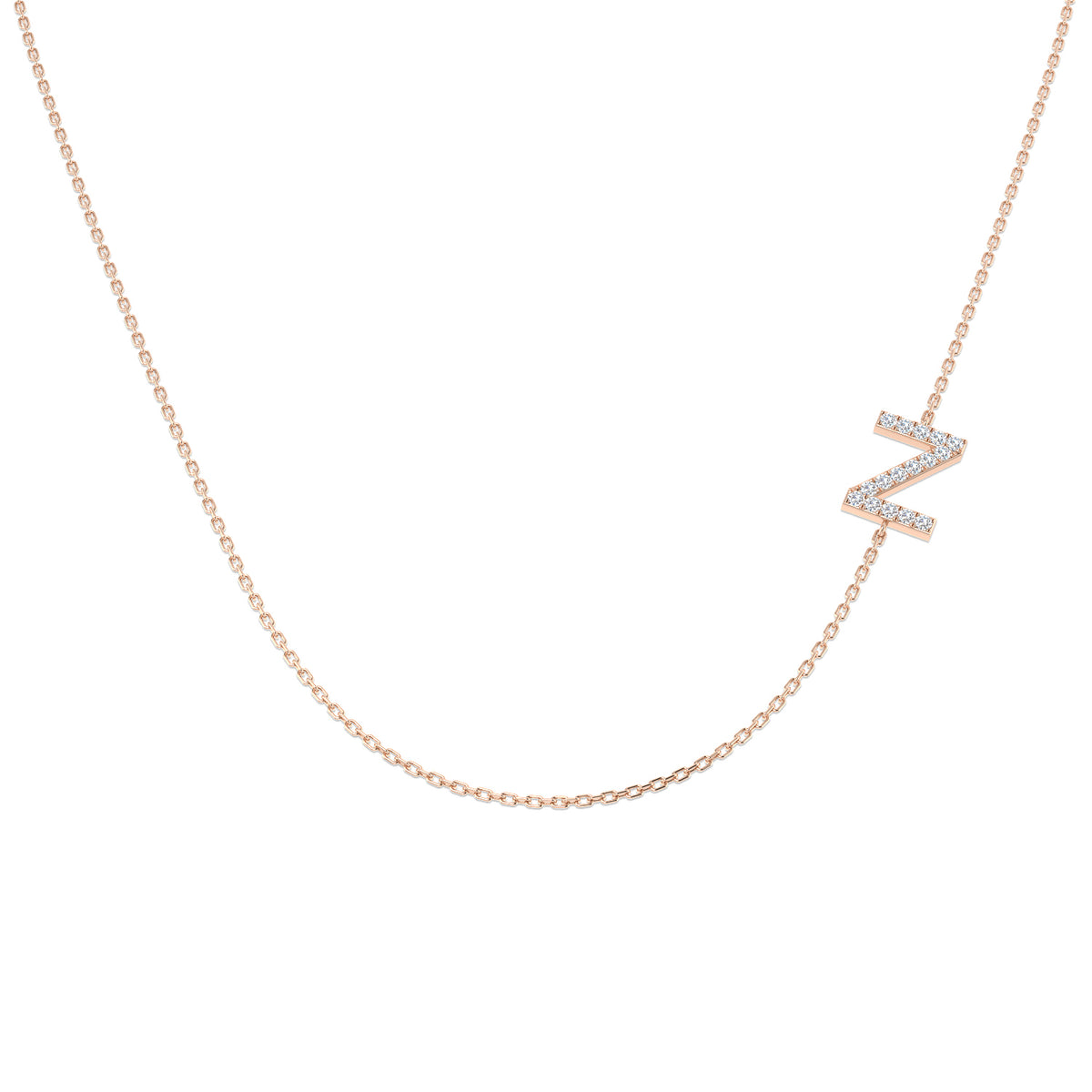 0.14ct Round Lab Diamond Necklace in Platinum - 9k Rose Gold