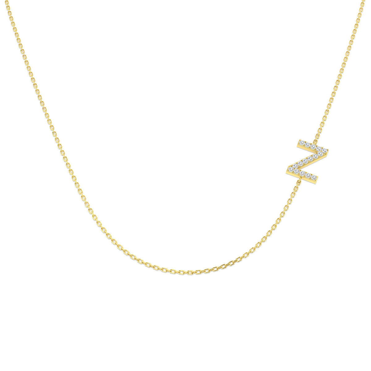 0.14ct Round Lab Diamond Necklace in Platinum - 9k Yellow Gold