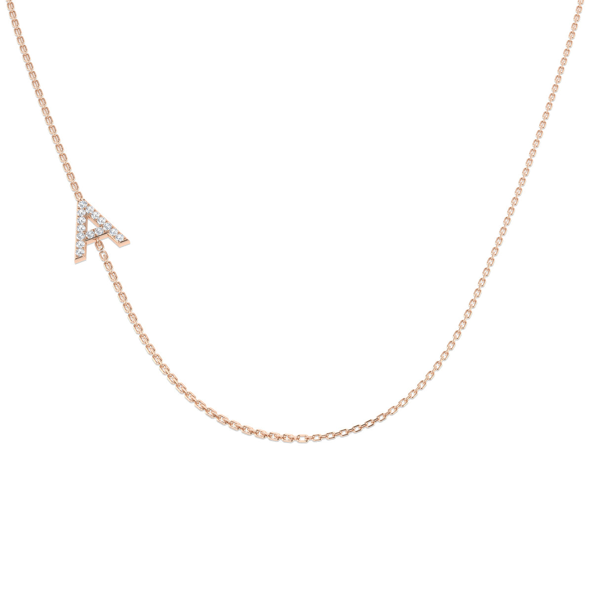 0.13ct Round Lab Diamond Necklace in Platinum - 9k Rose Gold