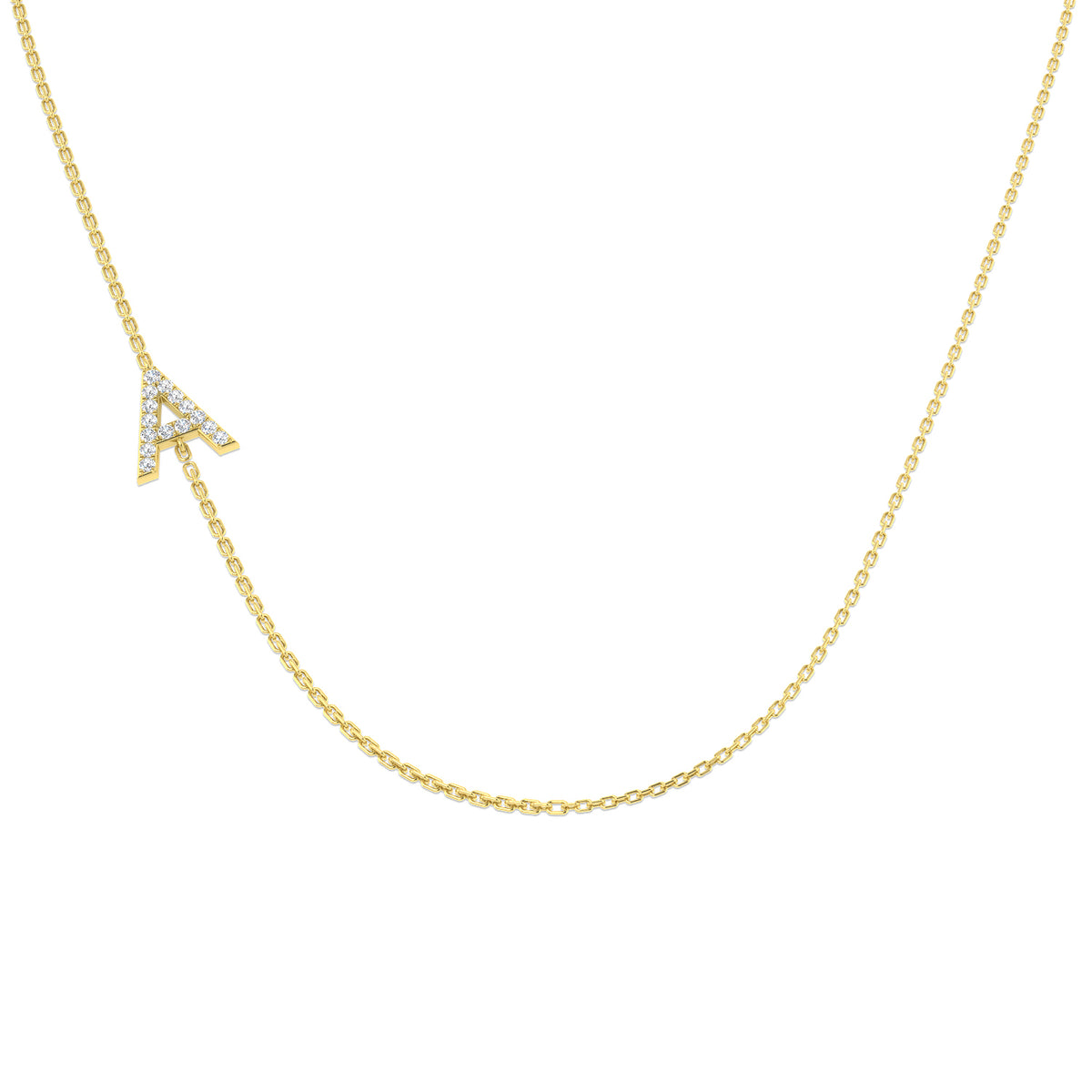 0.13ct Round Lab Diamond Necklace in Platinum - 9k Yellow Gold