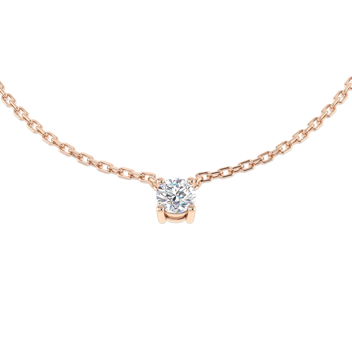 0.15ct Round Lab Diamond Necklace in Platinum - 9k Rose Gold