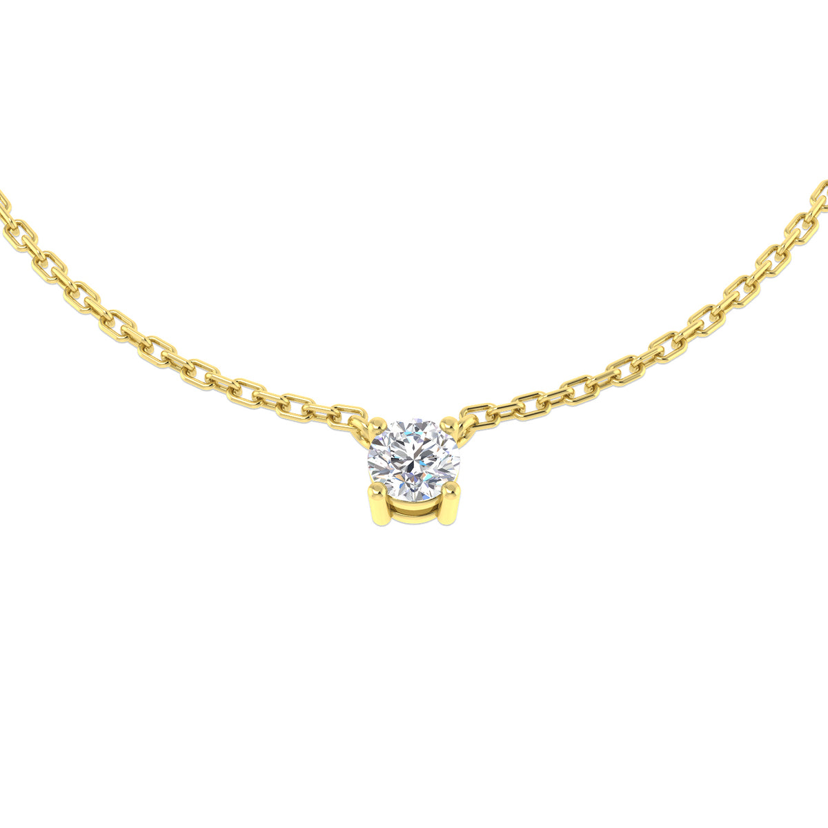 0.15ct Round Lab Diamond Necklace in Platinum - 9k Yellow Gold