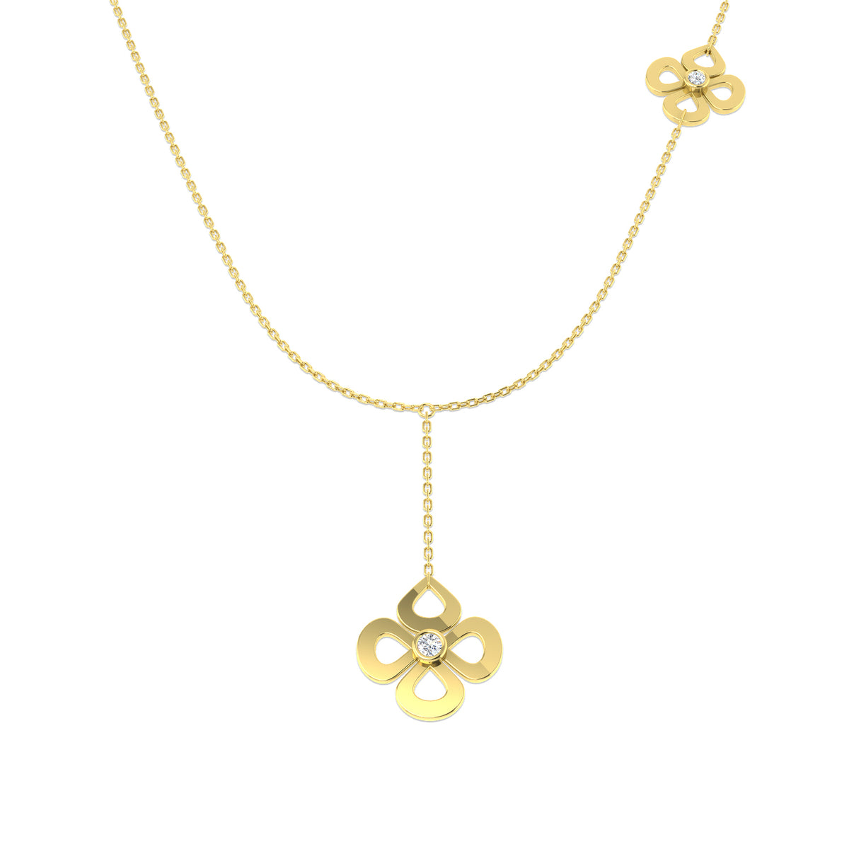 0.17ct Round Diamond Necklace in 18k White Gold - 18 KT Yellow Gold