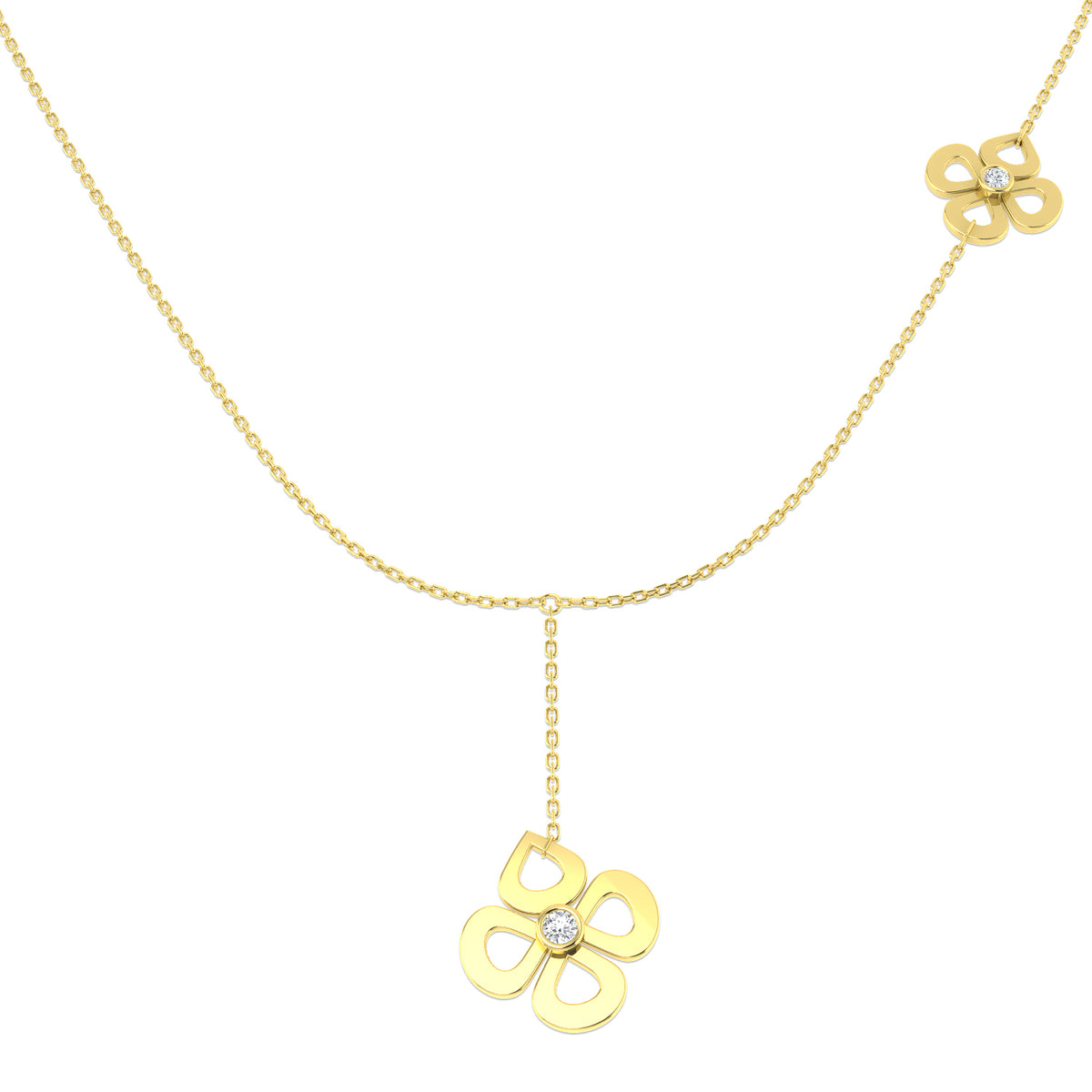 0.13ct Round Lab Diamond Necklace in Platinum - 9k Yellow Gold