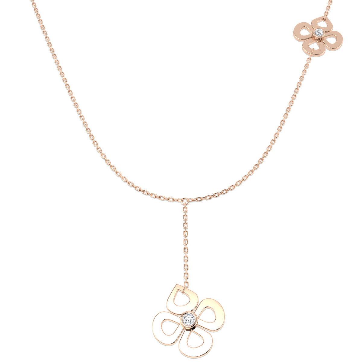 0.13ct Round Lab Diamond Necklace in Platinum - 9k Rose Gold