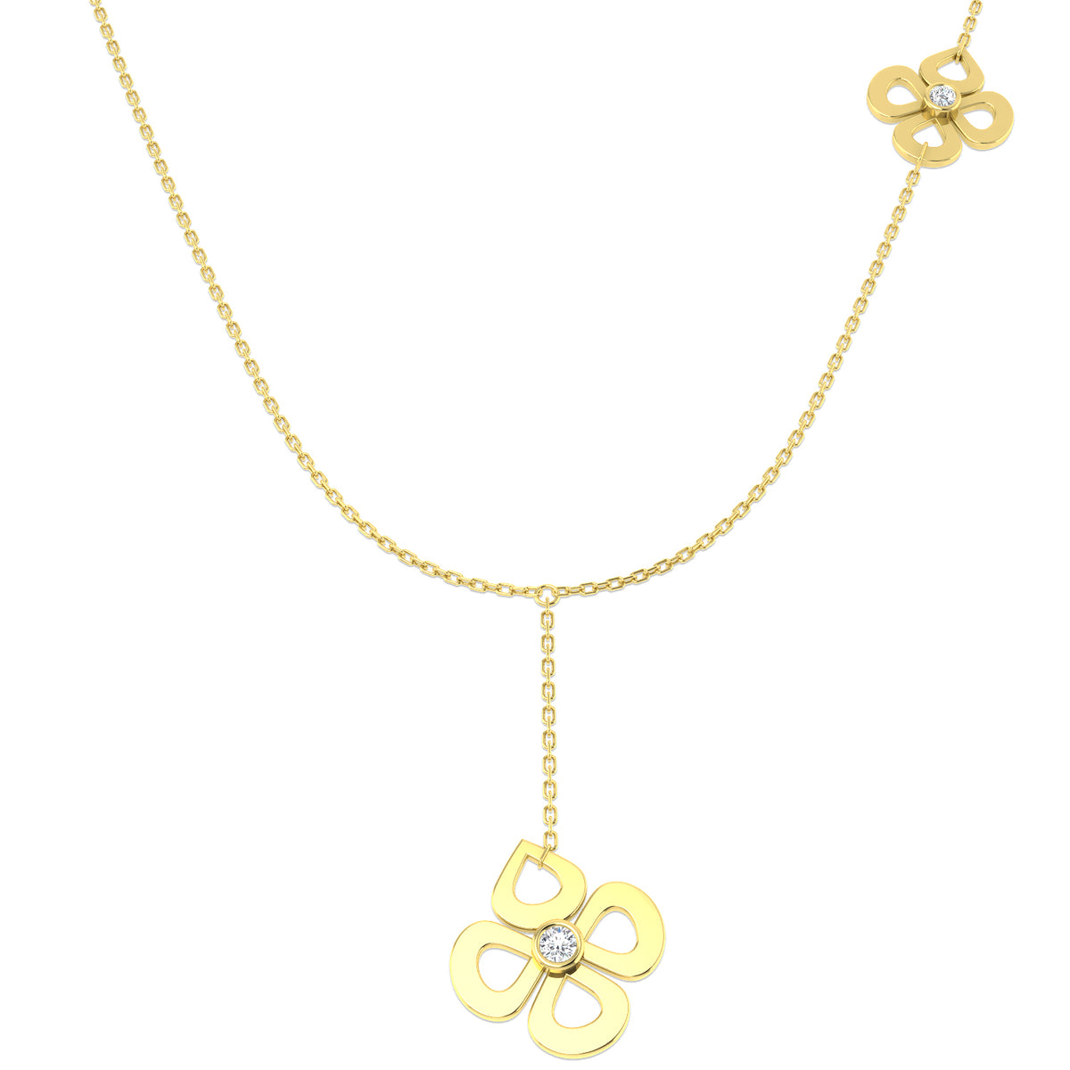 0.13ct Round Lab Diamond Necklace in Platinum - 9k Yellow Gold