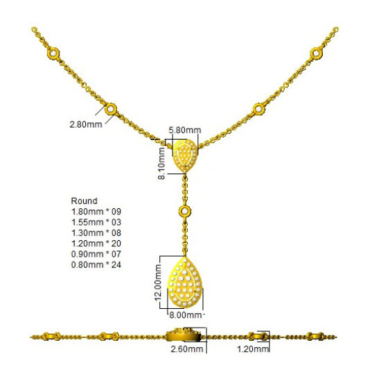 SN1822 — Necklace - 9k Yellow Gold detail