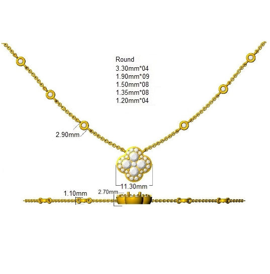 SN1845 — Necklace - 9k Plat detail