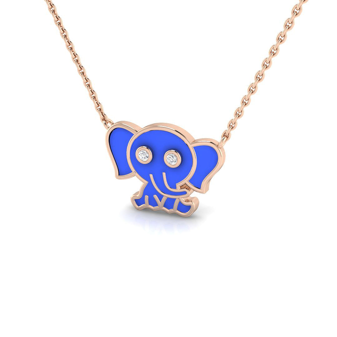 0.17ct Fancy Enamel & Lab Diamond Necklace in Platinum - 9k Rose Gold